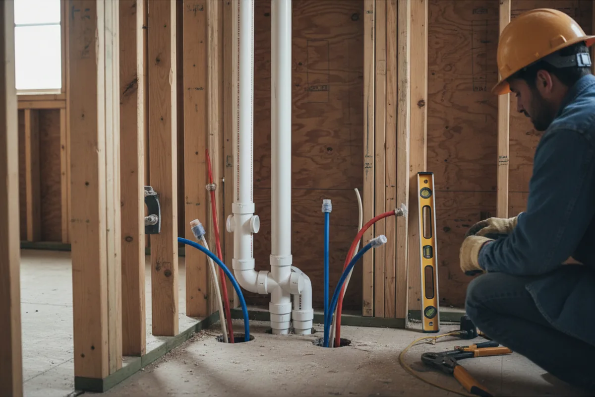 Drain and supply rough-in during Leak Detection in New Lebanon
